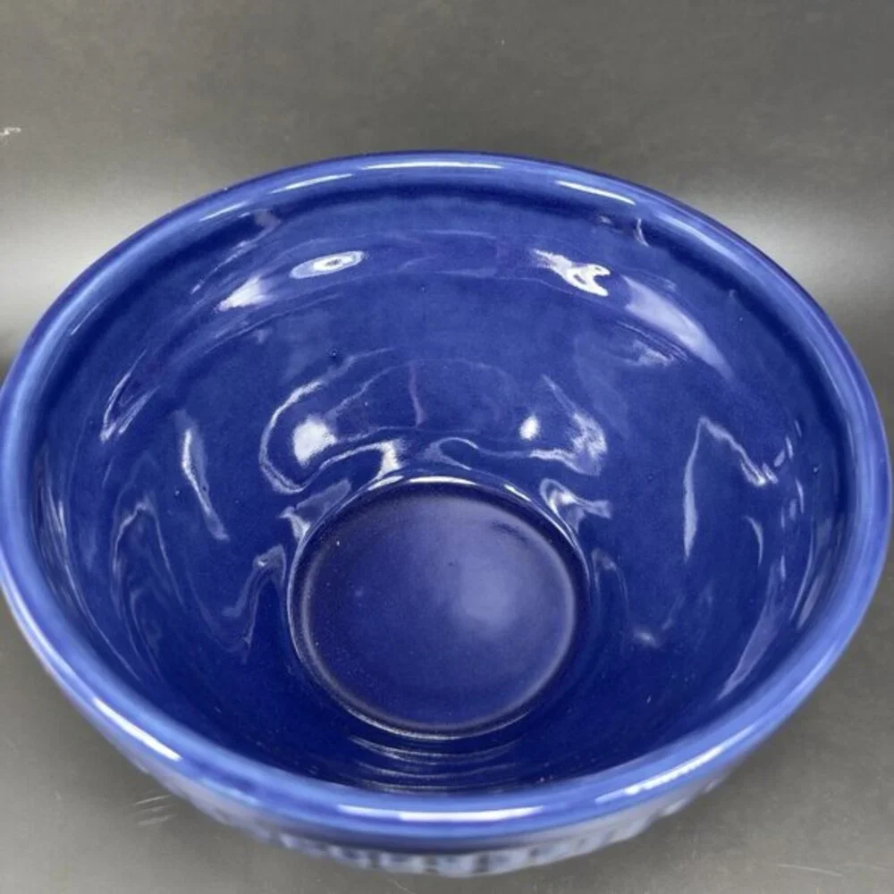 Burley Clay Products Pottery Blue Bowl Container Flower Pot USA Hand Made Marked